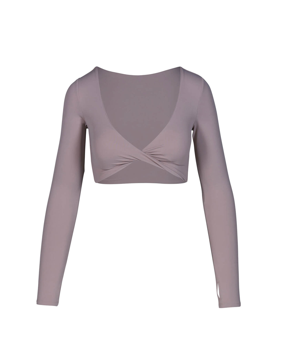 Deep V Crop with sleeves - nude