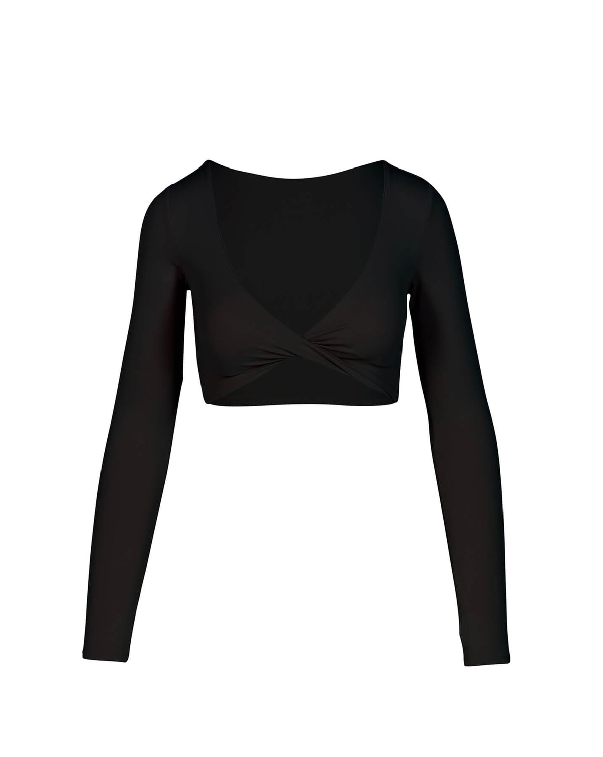 Deep V Crop with sleeves- black