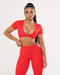 Deep V Crop - red